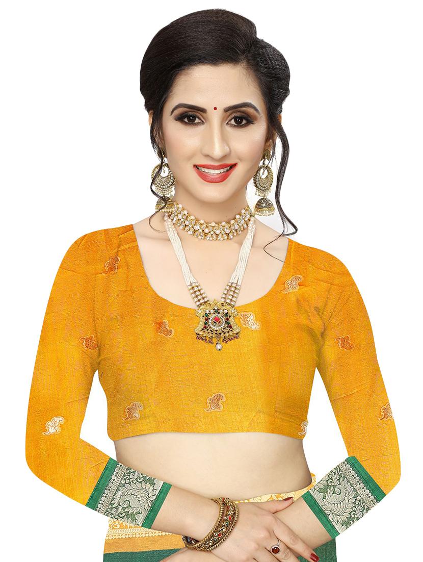 bordered woven saree with blouse - 17350515 - Standard Image - 2
