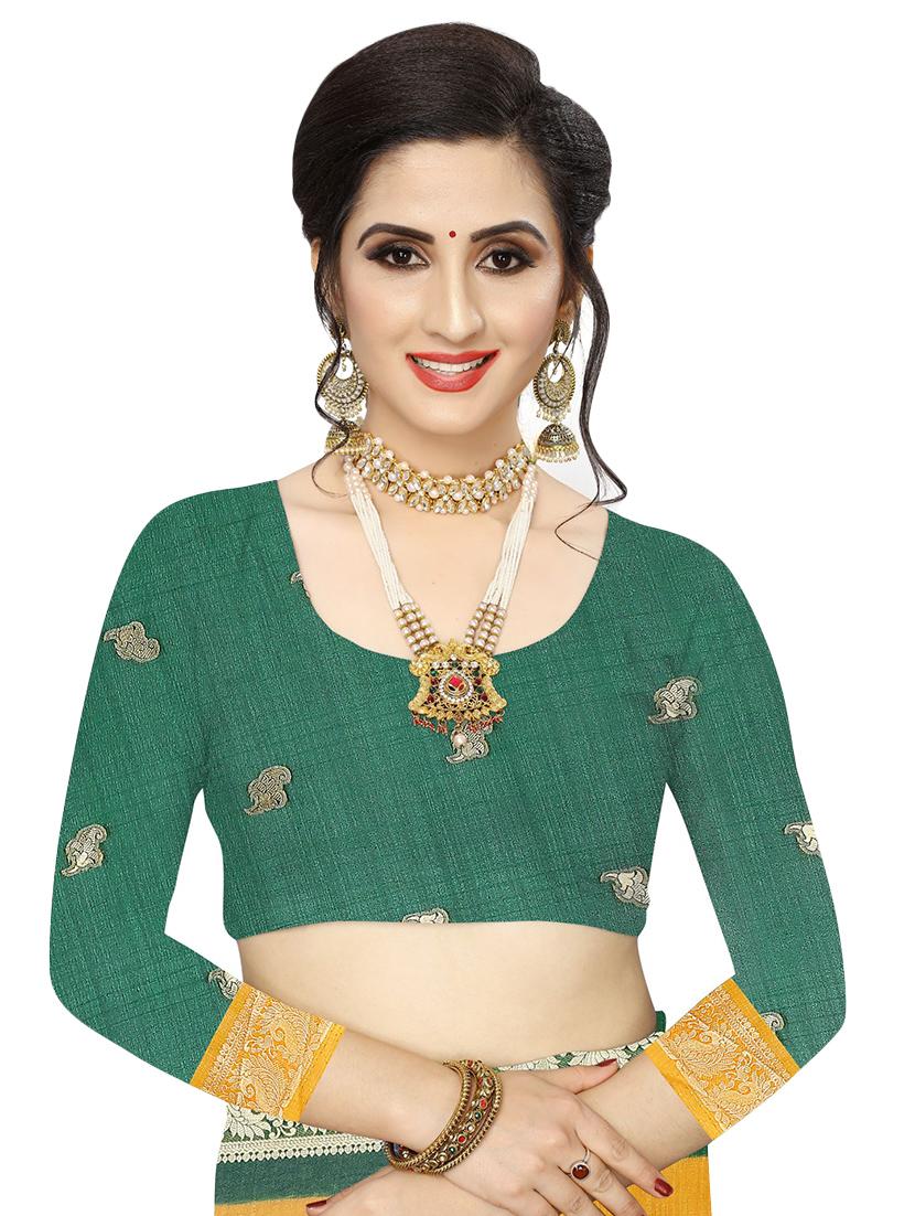 solid woven saree with blouse - 17350516 - Standard Image - 2
