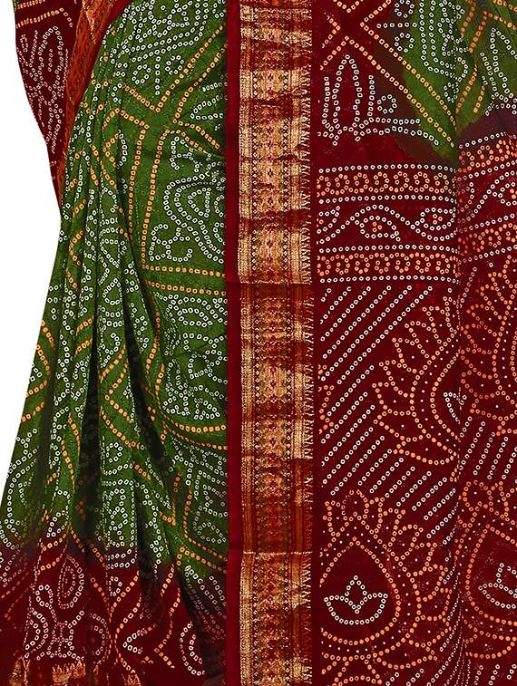 women's bandhani green colored saree with blouse - 17350669 - Standard Image - 2