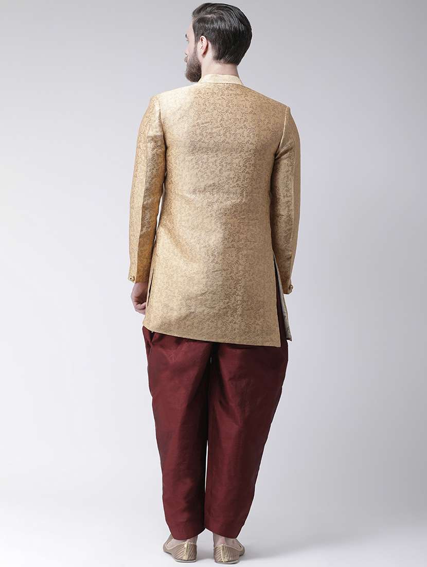 beige jacquard sherwani set - 17351309 -  Standard Image - 2