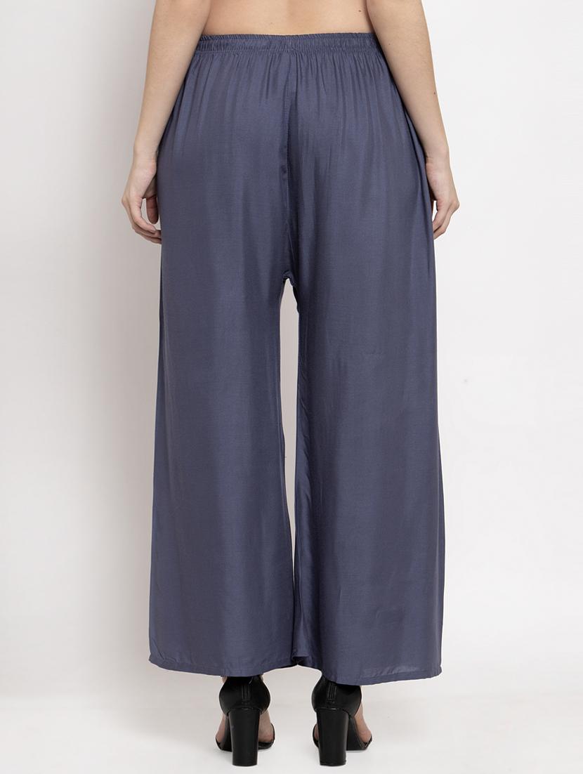 grey rayon flared palazzo - 17351398 - Standard Image - 2
