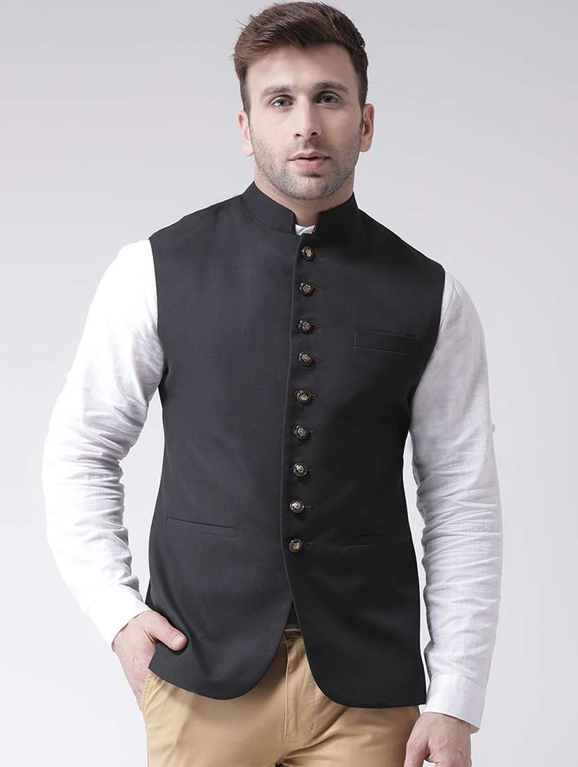 black solid nehru jacket
