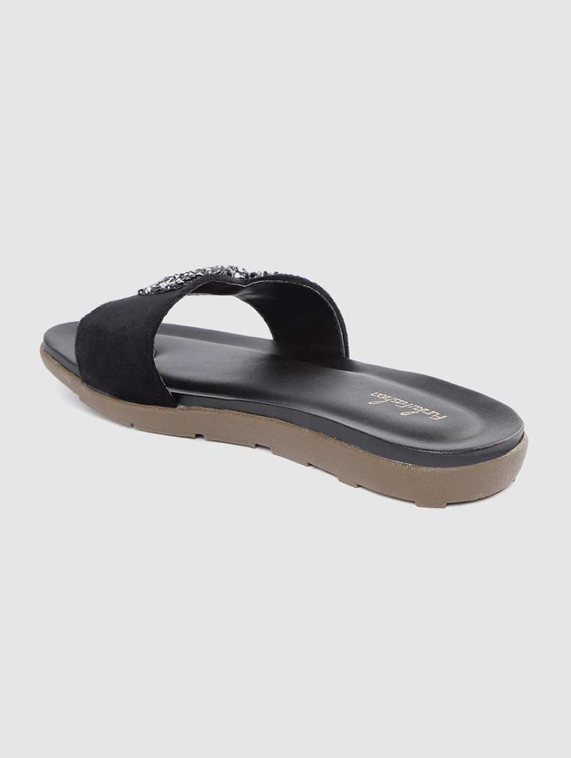 black slip on sandals - 17352121 - Standard Image - 2