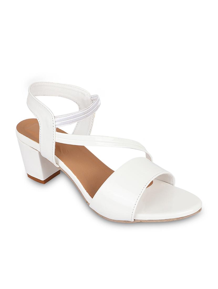 white leatherette back strap sandals