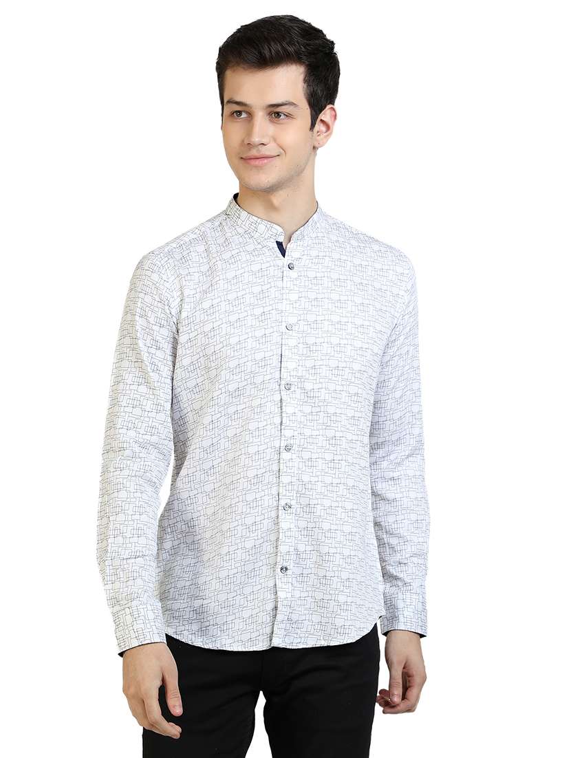 white printed casual shirt