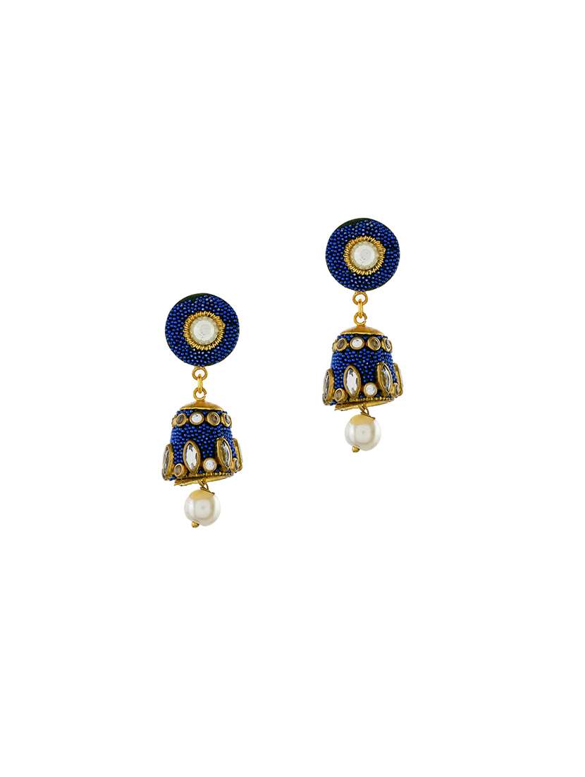 blue  brass jhumka earring