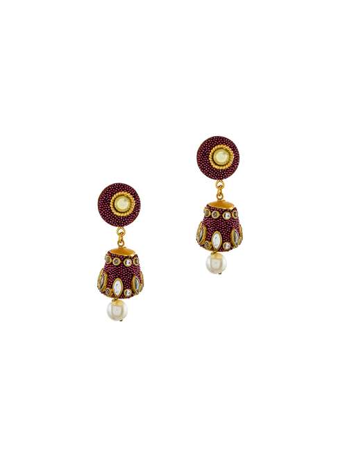 red brass jhumka earring - 17353302 -  Standard Image - 0