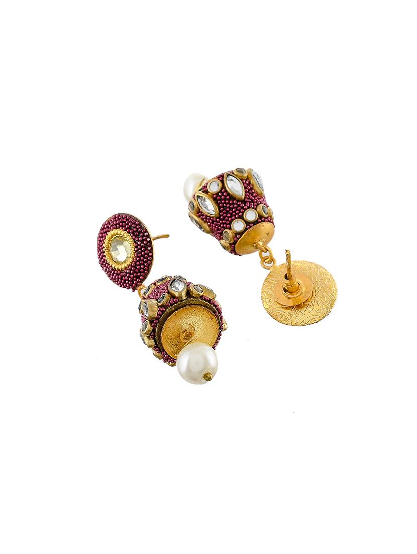 red brass jhumka earring - 17353302 - Standard Image - 2