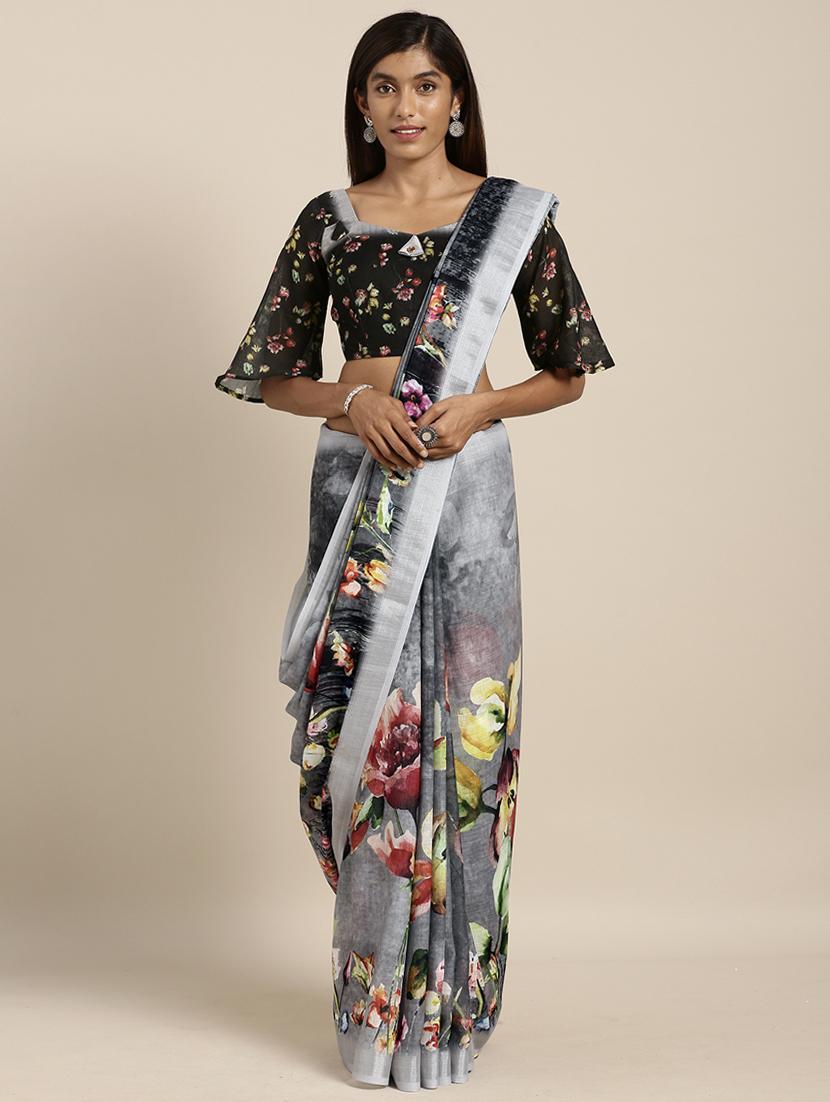 floral bordered saree with blouse