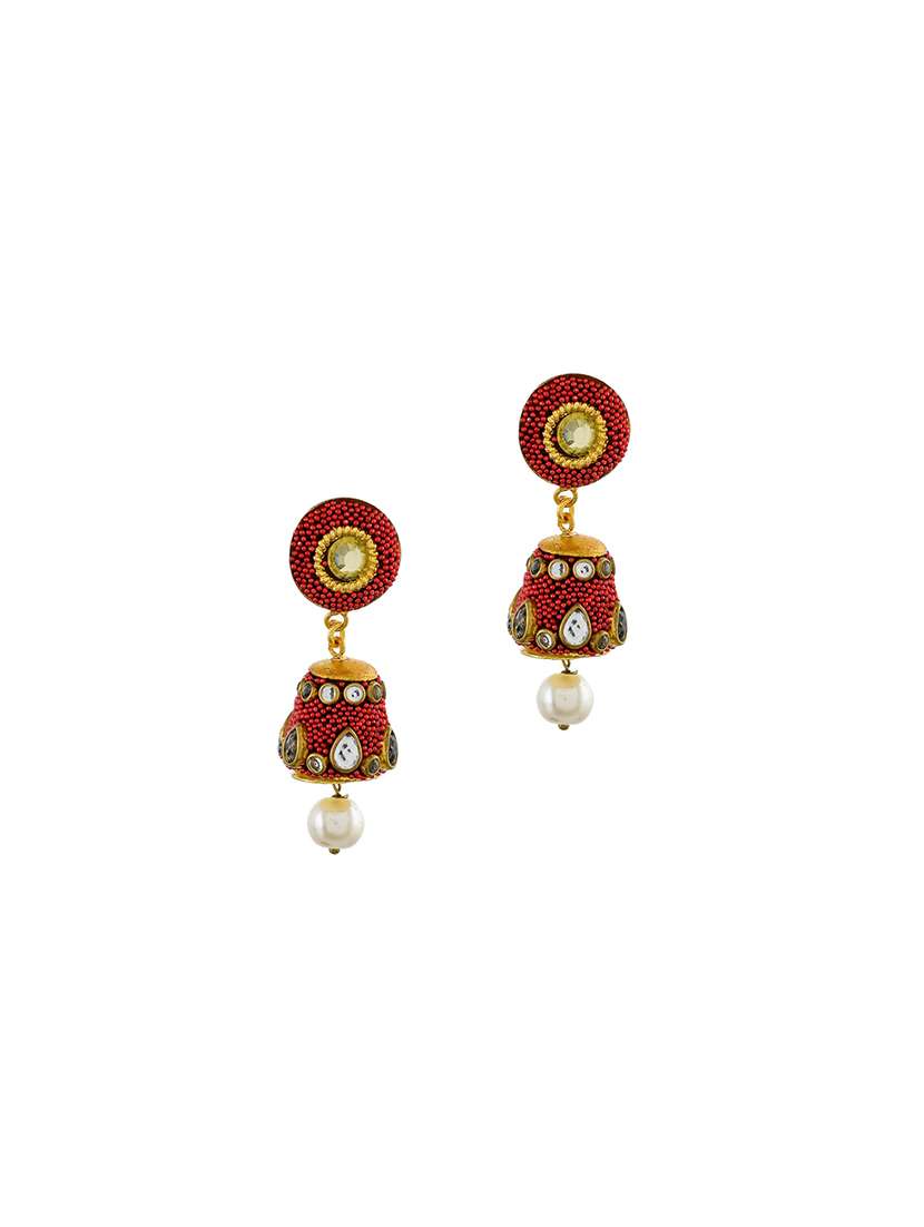 red brass jhumka earring