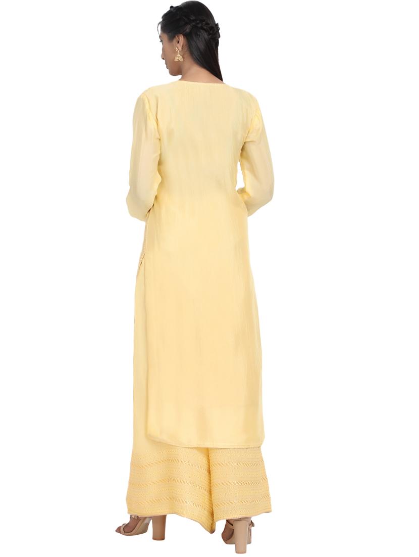 embroidered palazzo semi-stitched suit - 17353875 - Standard Image - 2