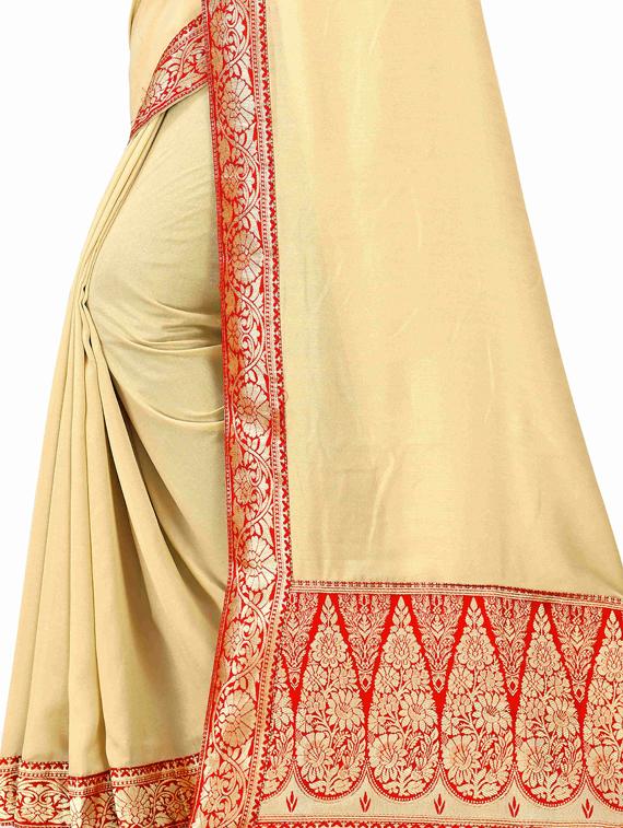 solid bordered saree with blouse - 17354693 - Standard Image - 2