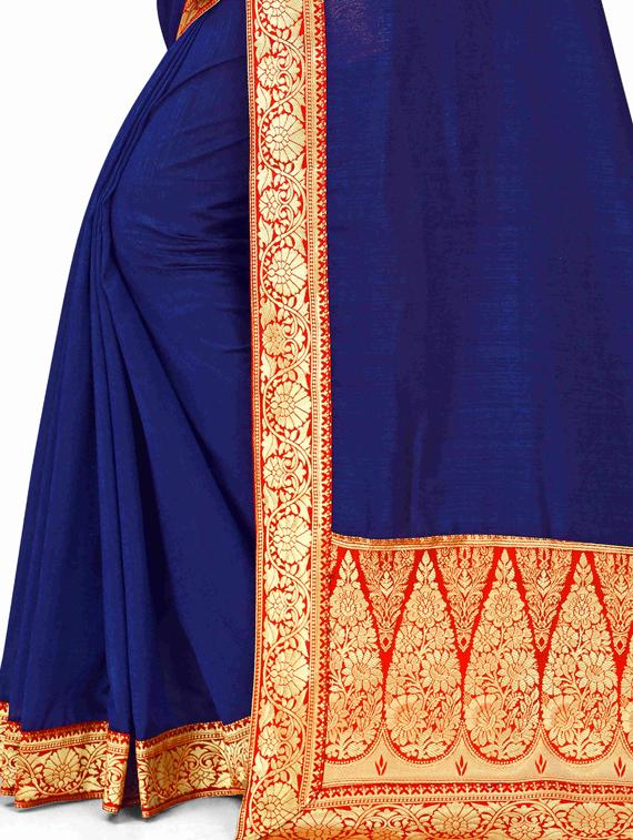 solid bordered saree with blouse - 17354696 - Standard Image - 2