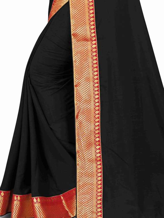 solid bordered saree with blouse - 17354704 -  Standard Image - 2