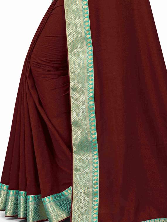 solid bordered saree with blouse - 17354710 -  Standard Image - 2