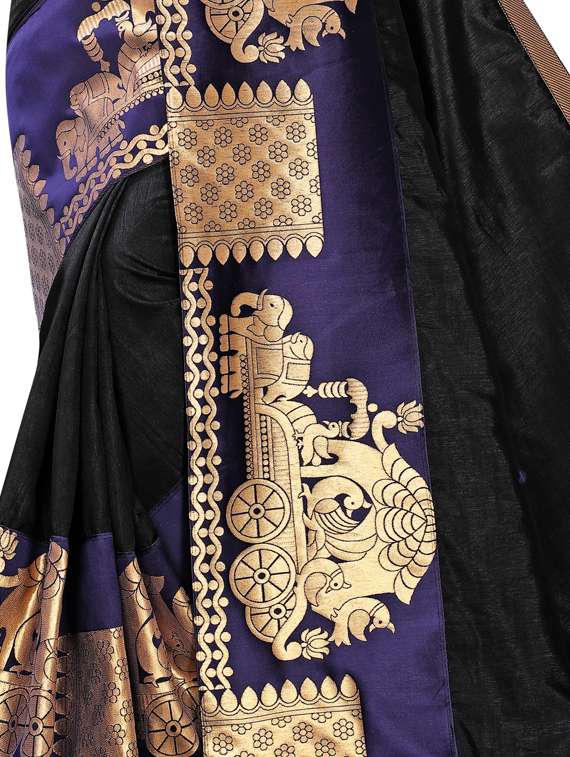solid bordered saree with blouse - 17354776 -  Standard Image - 2