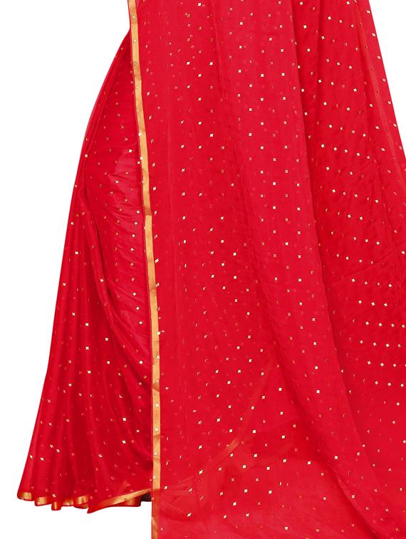 embellished solid saree with blouse - 17354786 - Standard Image - 2