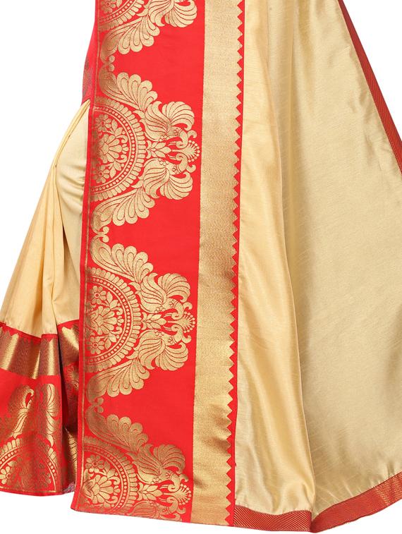 solid bordered saree with blouse - 17354794 - Standard Image - 2