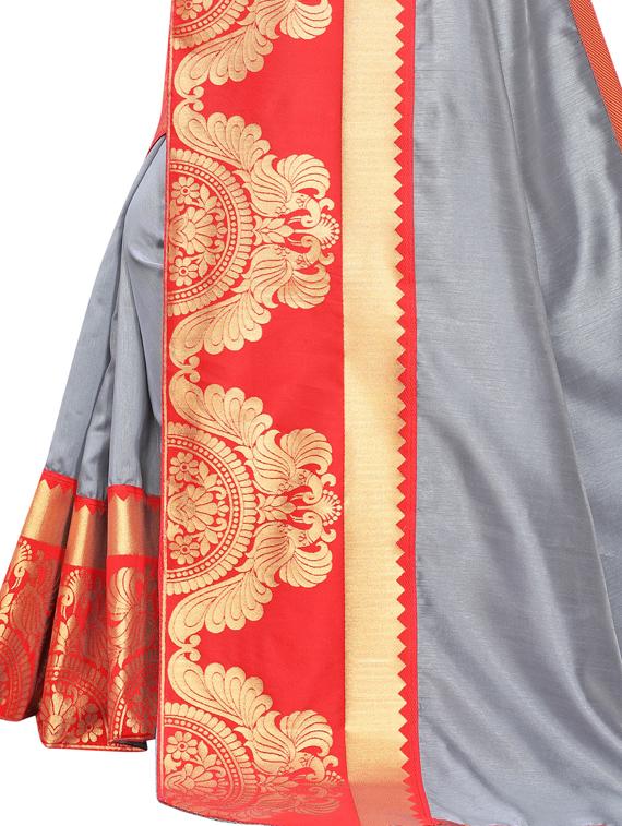 solid plain saree with blouse - 17354795 - Standard Image - 2