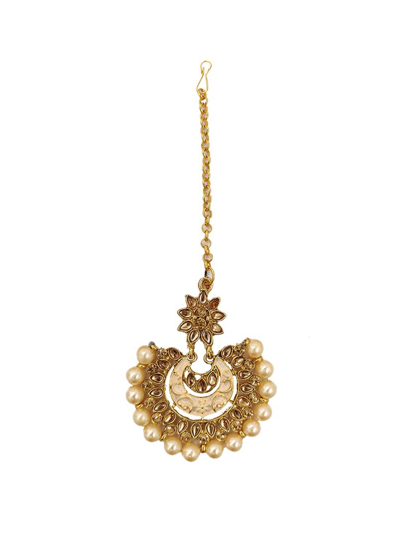 gold plated maang teeka - 17355549 - Standard Image - 2