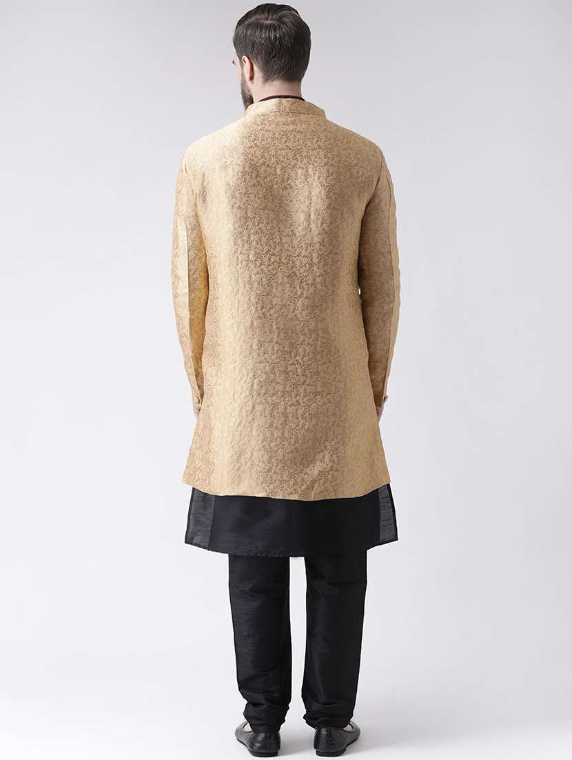 beige jacquard sherwani set - 17356758 -  Standard Image - 2