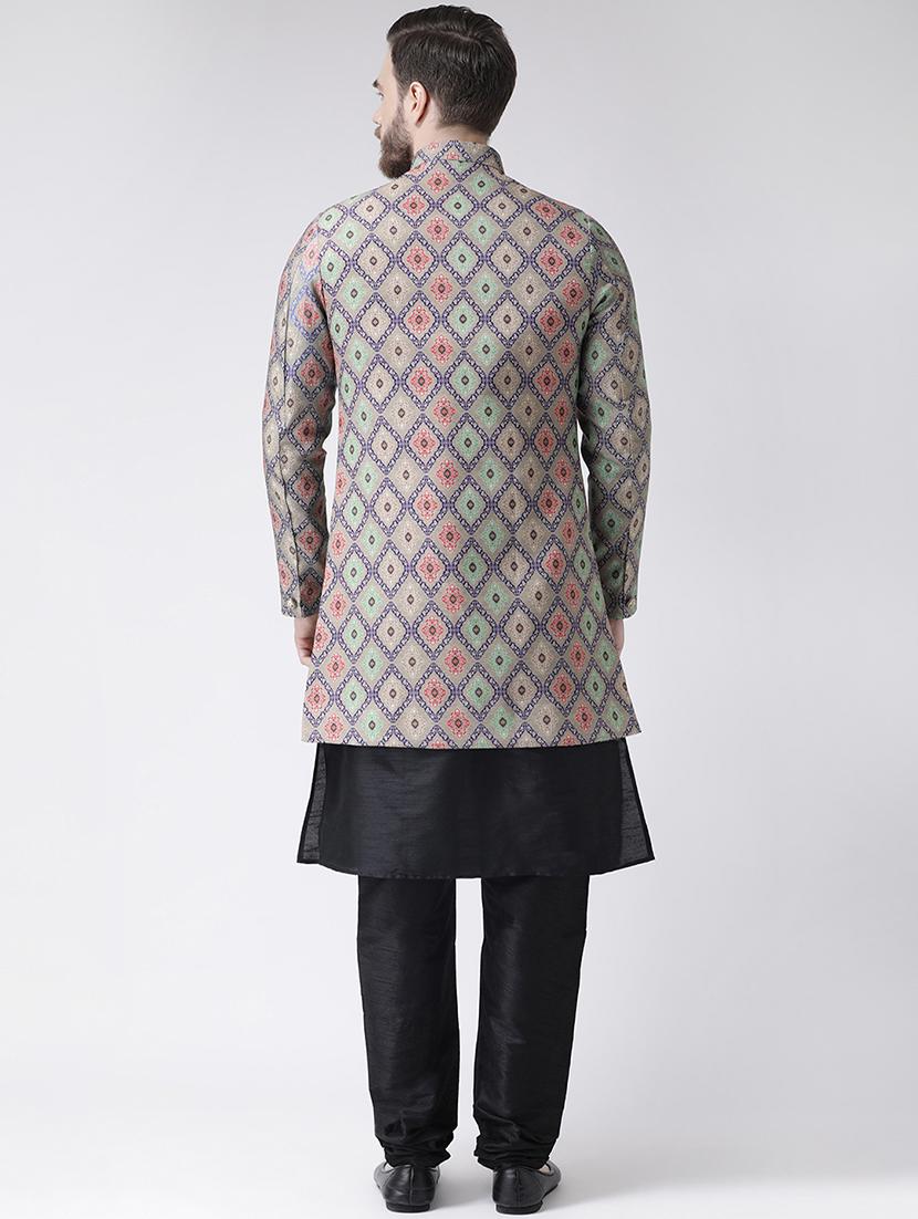 grey printed sherwani set - 17356767 - Standard Image - 2