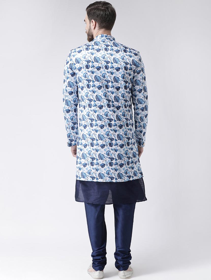 blue printed sherwani set - 17356771 - Standard Image - 2