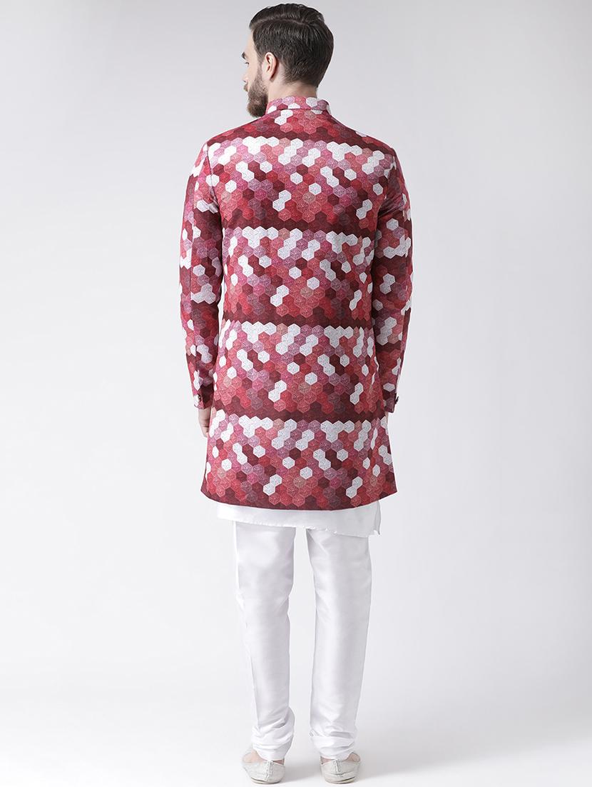 maroon printed sherwani set - 17356772 -  Standard Image - 2