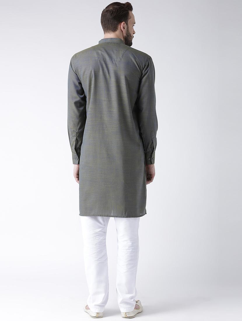 grey solid kurta pyjama set - 17356830 - Standard Image - 2