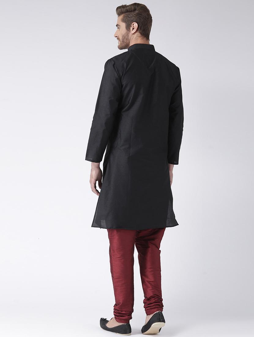black solid kurta pyjama set - 17357005 - Standard Image - 2
