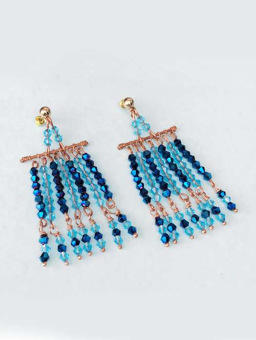 blue crystal chandellier earring - 17358097 -  Standard Image - 0