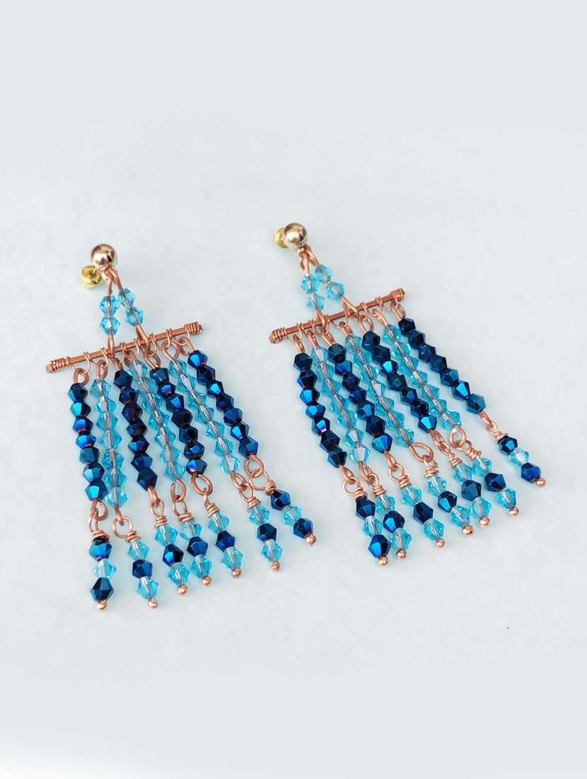 blue crystal chandellier earring - 17358097 -  Zoom Image - 0