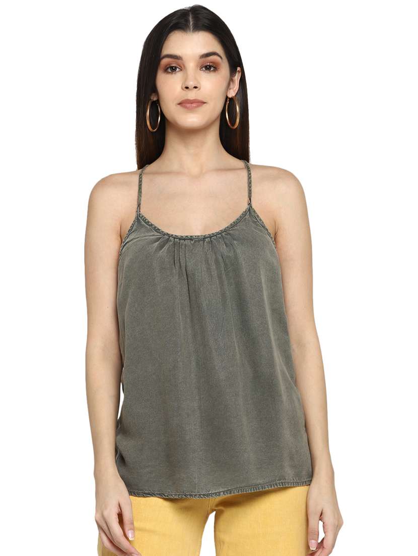 women's straight shoulder strap top