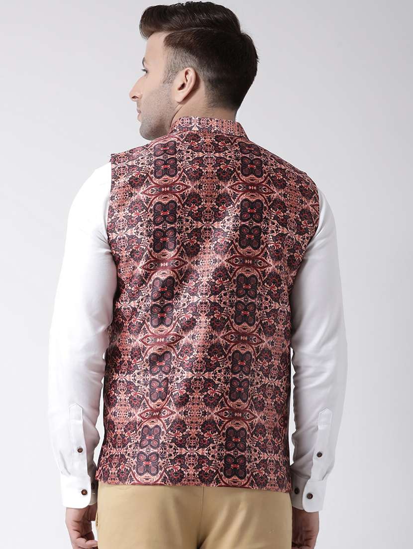 pink printed nehru jacket - 17358313 -  Standard Image - 2