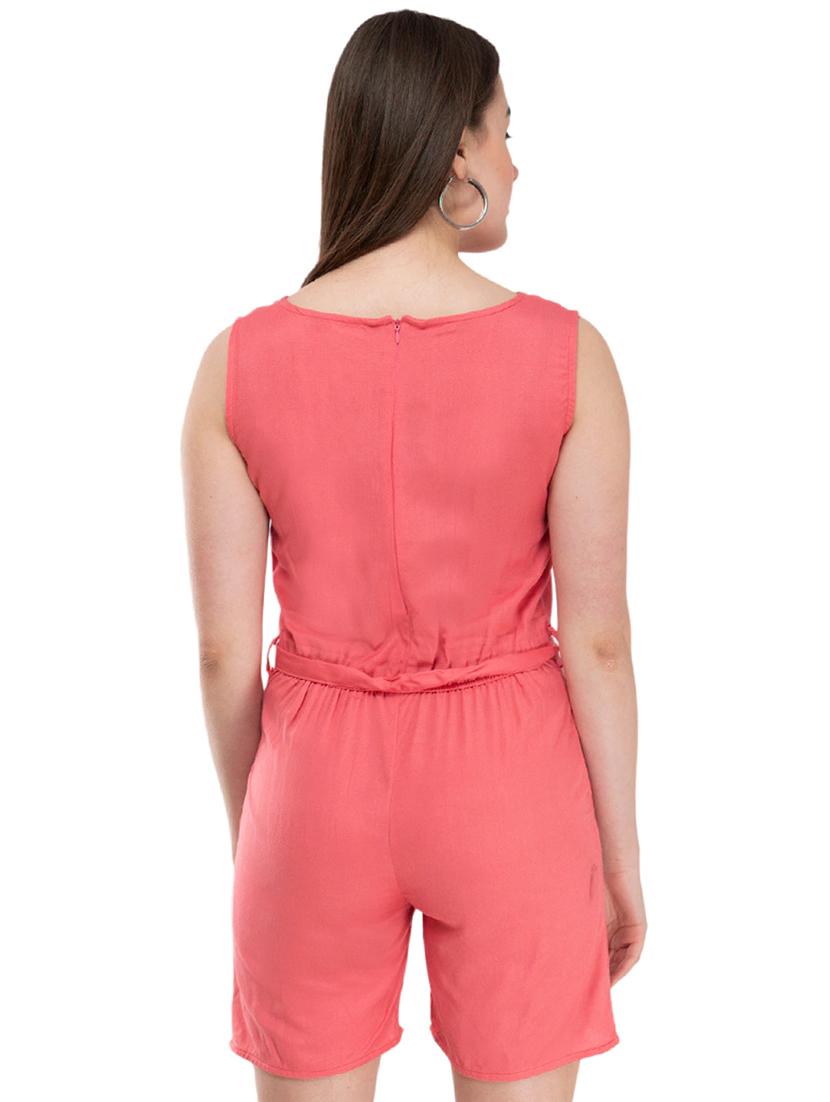 tie front solid romper - 17359518 - Standard Image - 2