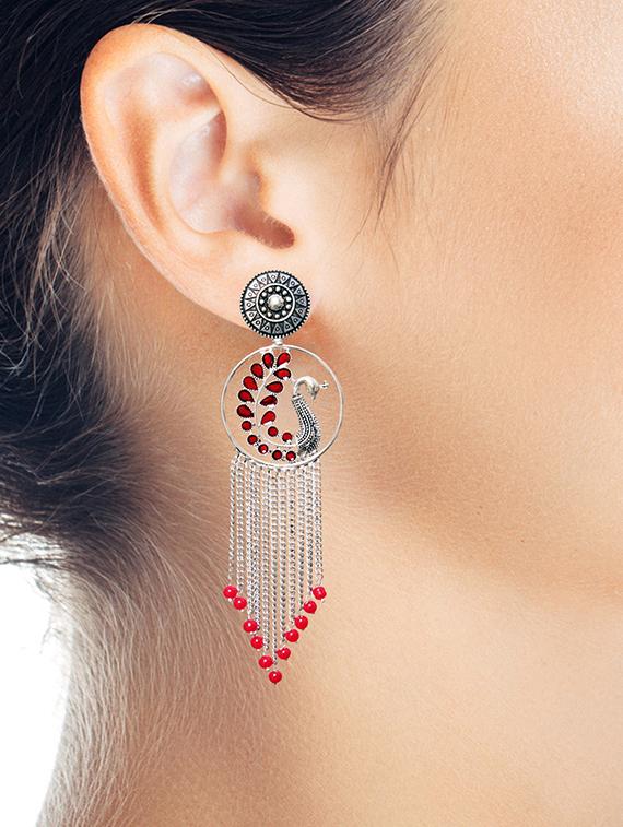 red brass drop earring - 17363058 - Standard Image - 2