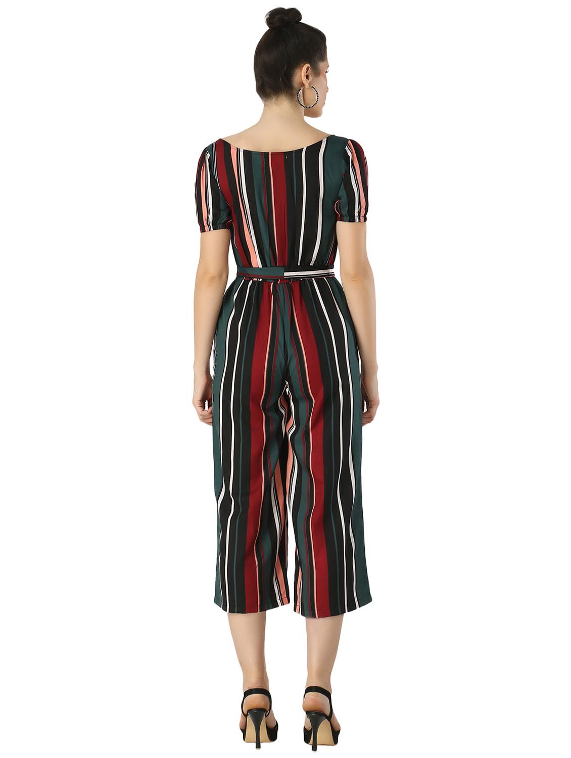 tie front striped jumpsuit - 17363385 - Standard Image - 2