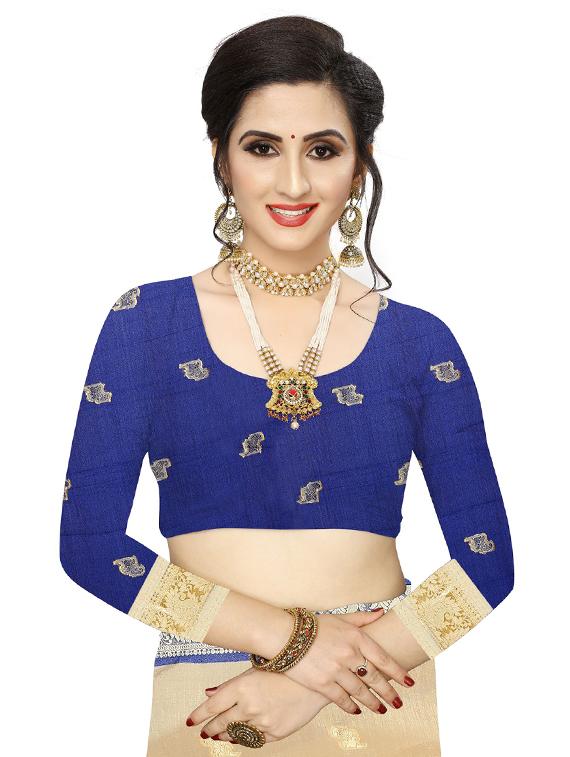 bordered woven saree with blouse - 17363495 - Standard Image - 2
