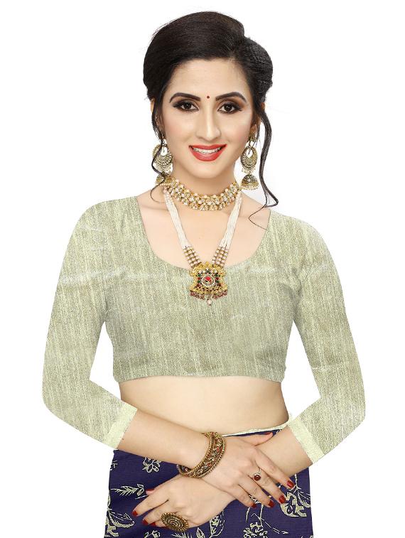 navy lycra printed saree with blouse - 17363519 - Standard Image - 2