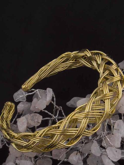 gold brass cuffs bracelet - 17363859 - Standard Image - 0