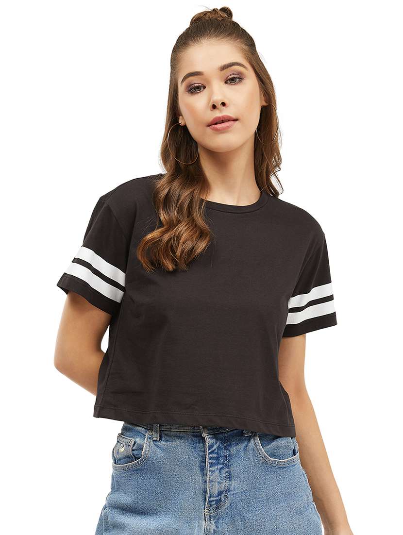 round neck varsity crop tee 