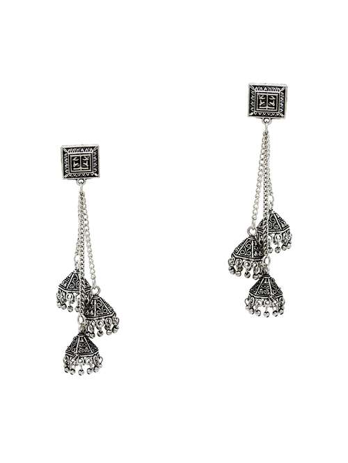 silver plated jhumka earring - 17367800 -  Standard Image - 0