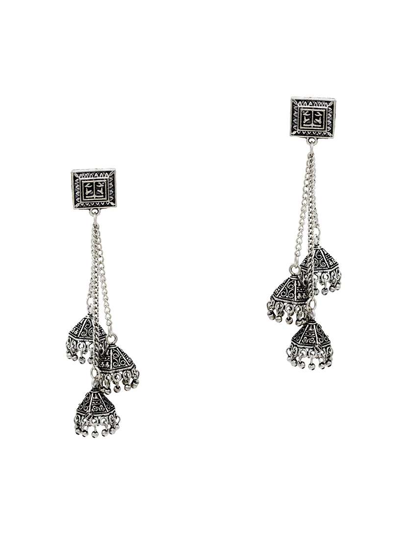 silver plated jhumka earring - 17367800 -  Zoom Image - 0