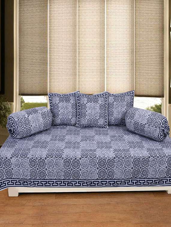  cotton printed jaipuri print diwan set (pack of 6)