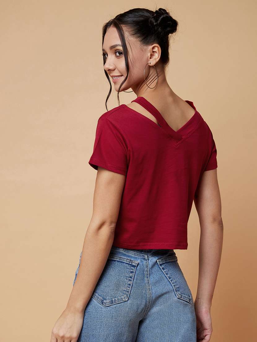 women's crop v neck top - 17368224 -  Standard Image - 2
