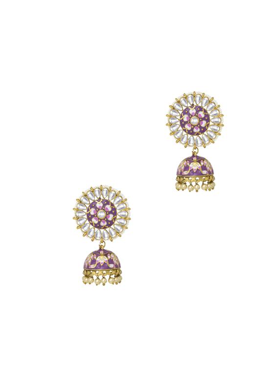 gold metal jhumka earring - 17369011 -  Zoom Image - 0