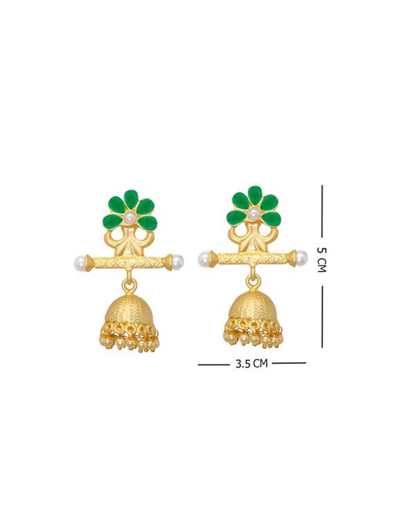 gold metal jhumka earring - 17369017 -  Standard Image - 2