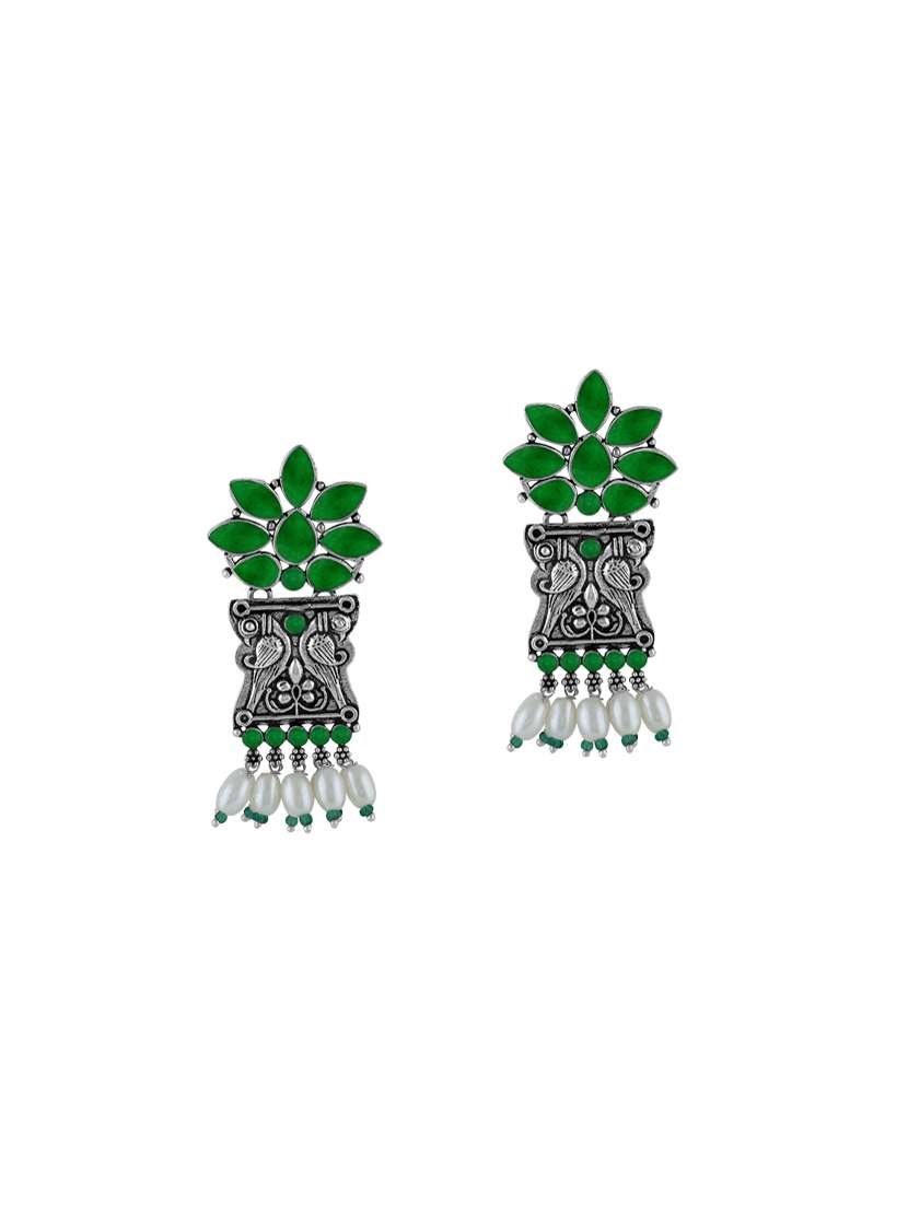 green metal drop earring - 17369038 - Zoom Image - 0