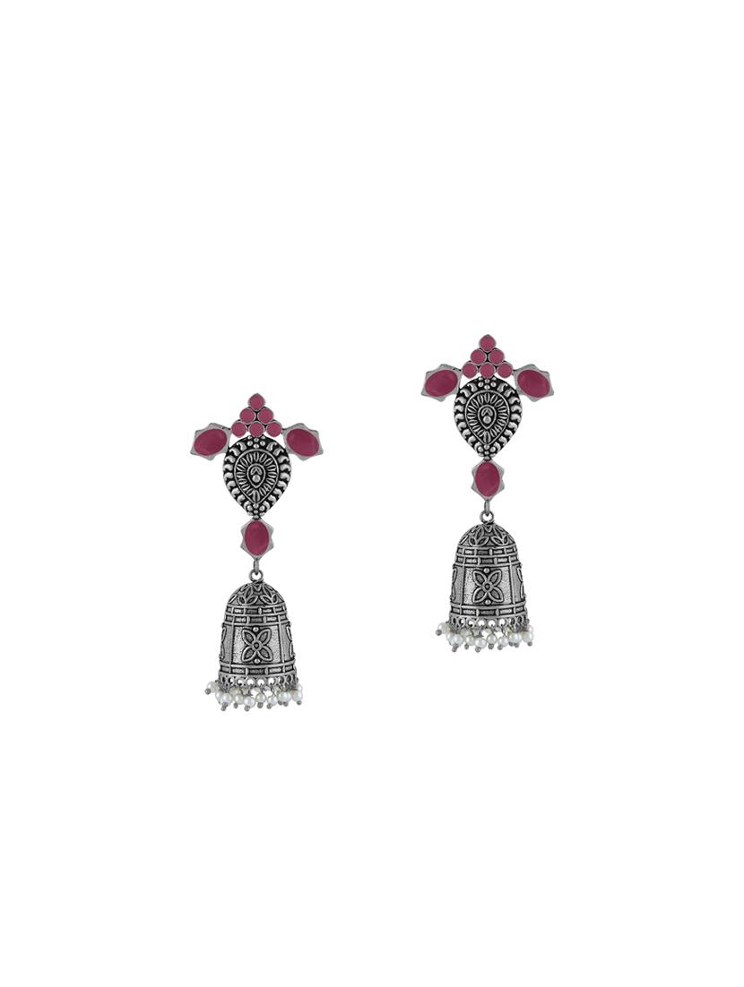 silver metal jhumka earring - 17369045 -  Zoom Image - 0