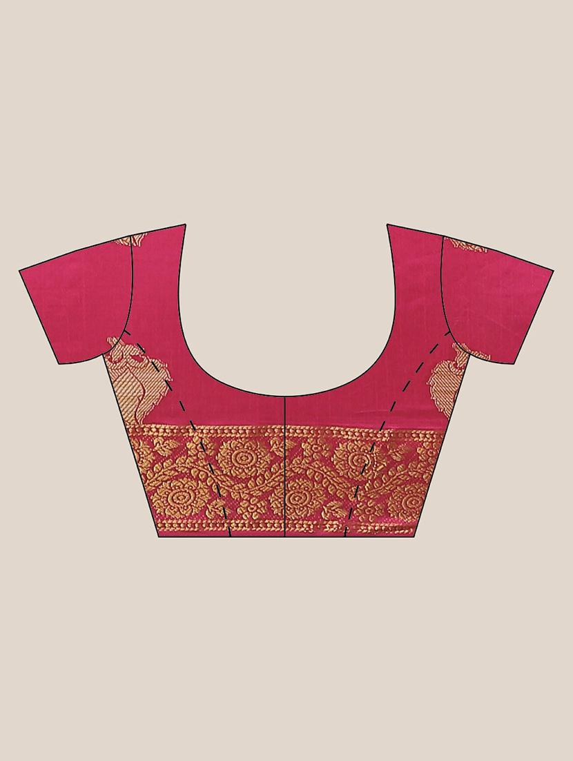 contrast woven saree with blouse - 17369395 - Standard Image - 2